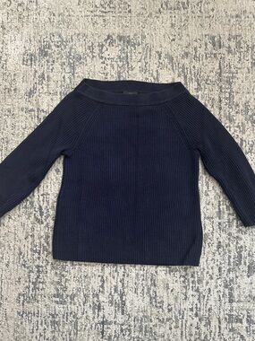 J. Crew Navy Boat Neck Ribbed Sweater